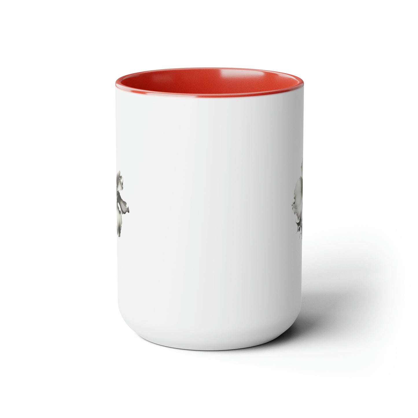 Double-Sided Flower, Greyscale, Two-Tone Coffee Mugs, 15oz