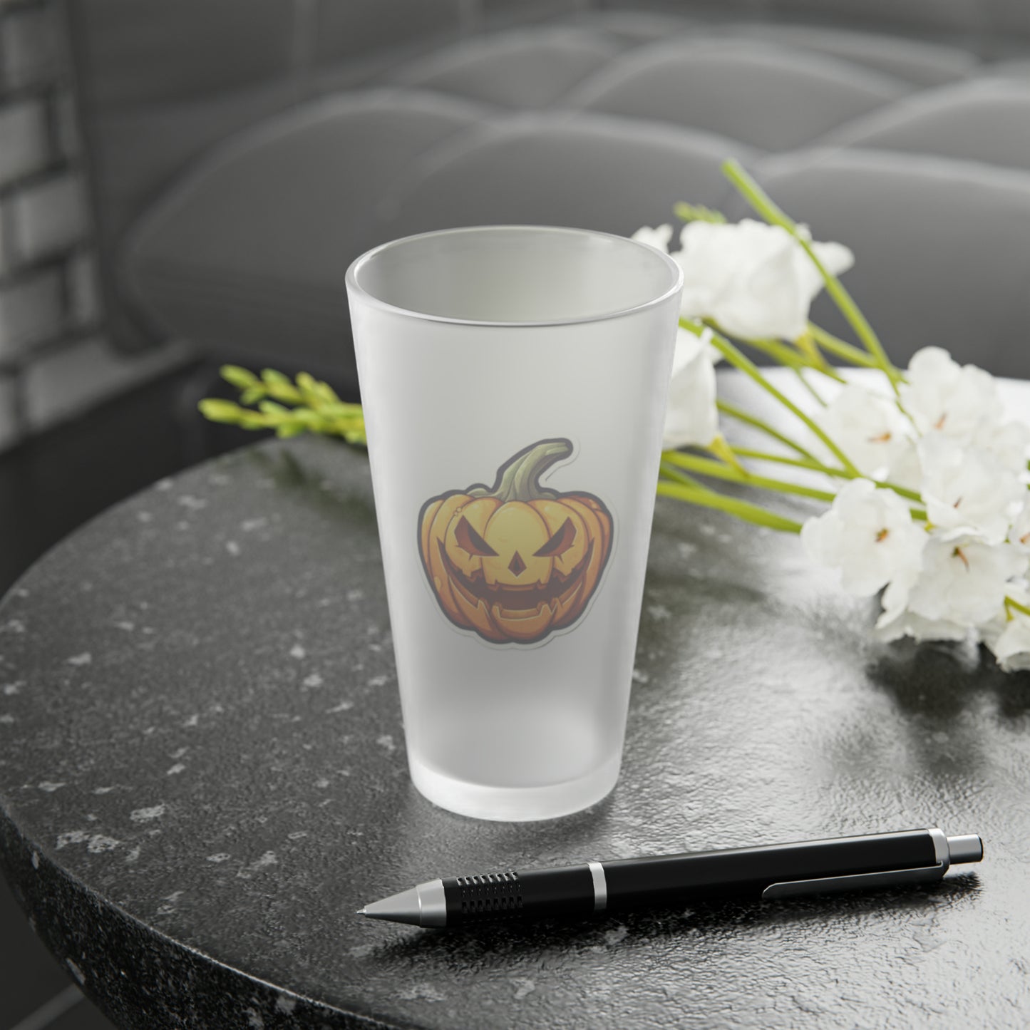 Jack 'o Lantern Frosted Pint Glass, 16oz